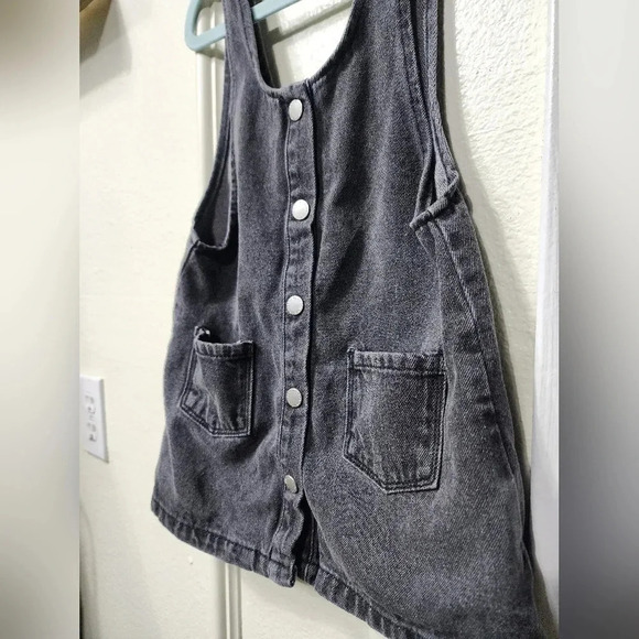 Zara Girls Black Denim Button Dress Size 2-3y School Preppy - Picture 3 of 5